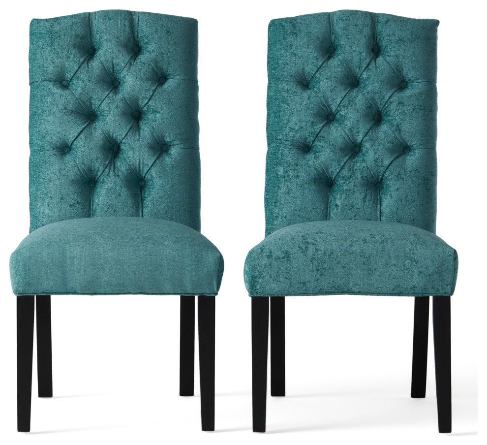 GDF Studio Clark Soft Fabric Dining Chairs, Set of 2, Teal Green