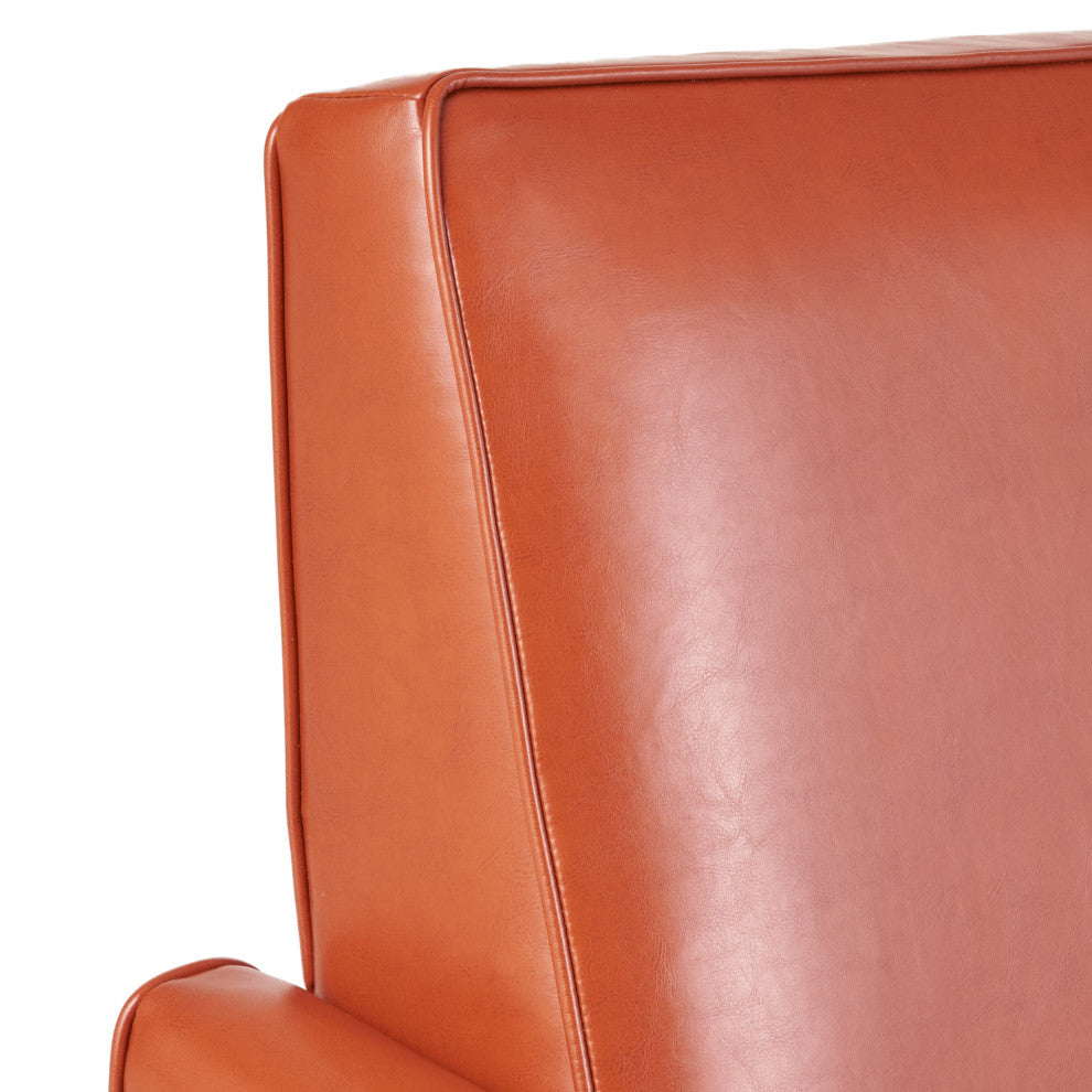 GDF Studio Hinus Indoor Upholstery Club Chair Recliner, Orange Leather