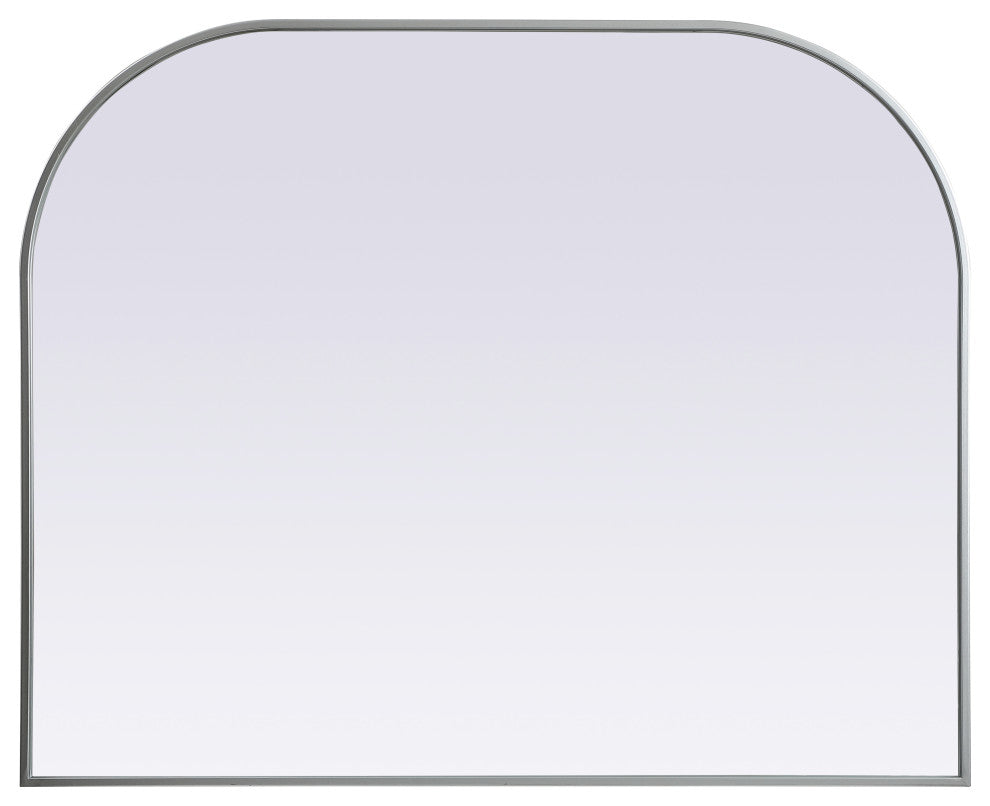 Metal Frame Arch Mirror 42X34 Inch, Silver