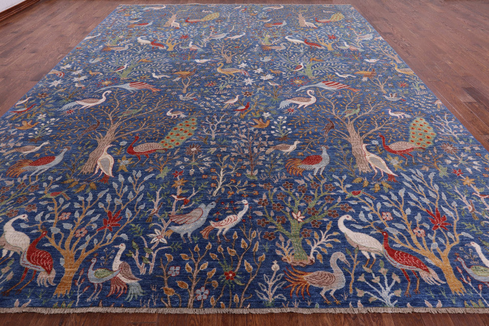 12' 0" X 14' 6" Persian Tree Of Life Design Handmade Wool Rug Q7812