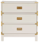 Loretta Gold finish Wood 3-Drawer Nightstand, White