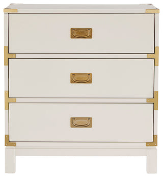 Loretta Gold finish Wood 3-Drawer Nightstand, White