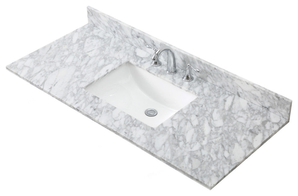 Marley Single-Sink Bathroom Vanity With Carrara White Marble Top, 48"