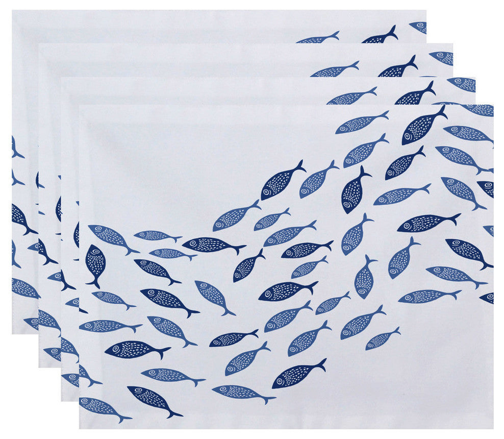 18"x14" Escuela, Animal Print Placemat, Blue, Set of 4