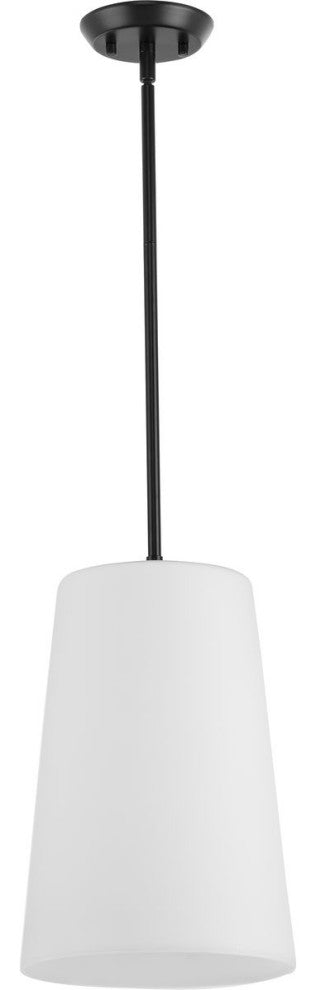 Clarion Collection One-Light Matte Black Etched White Transitional Pendant
