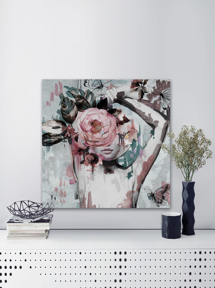 "Floral Crown Beauty II" Painting Print on Wrapped Canvas, 12"x12"