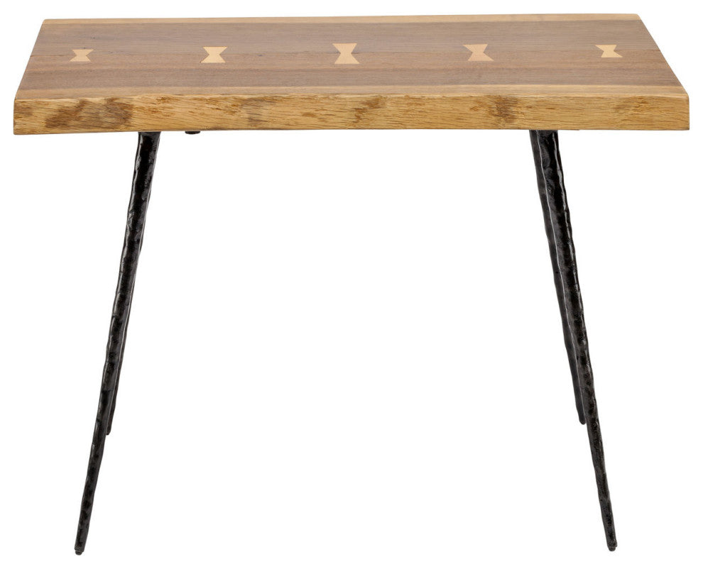 Nexa Side Table With Black Cast Iron Legs, Smoked Oak