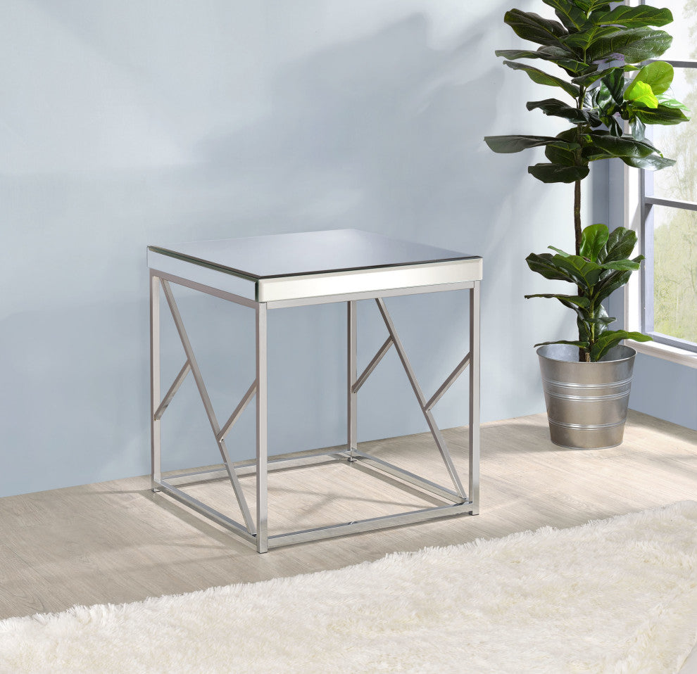 Evelyn Mirror Top End Table Chrome