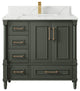Aberdeen 36 Center Sink Bath Vanity in Pewter Green 1.5" Calacatta Laza