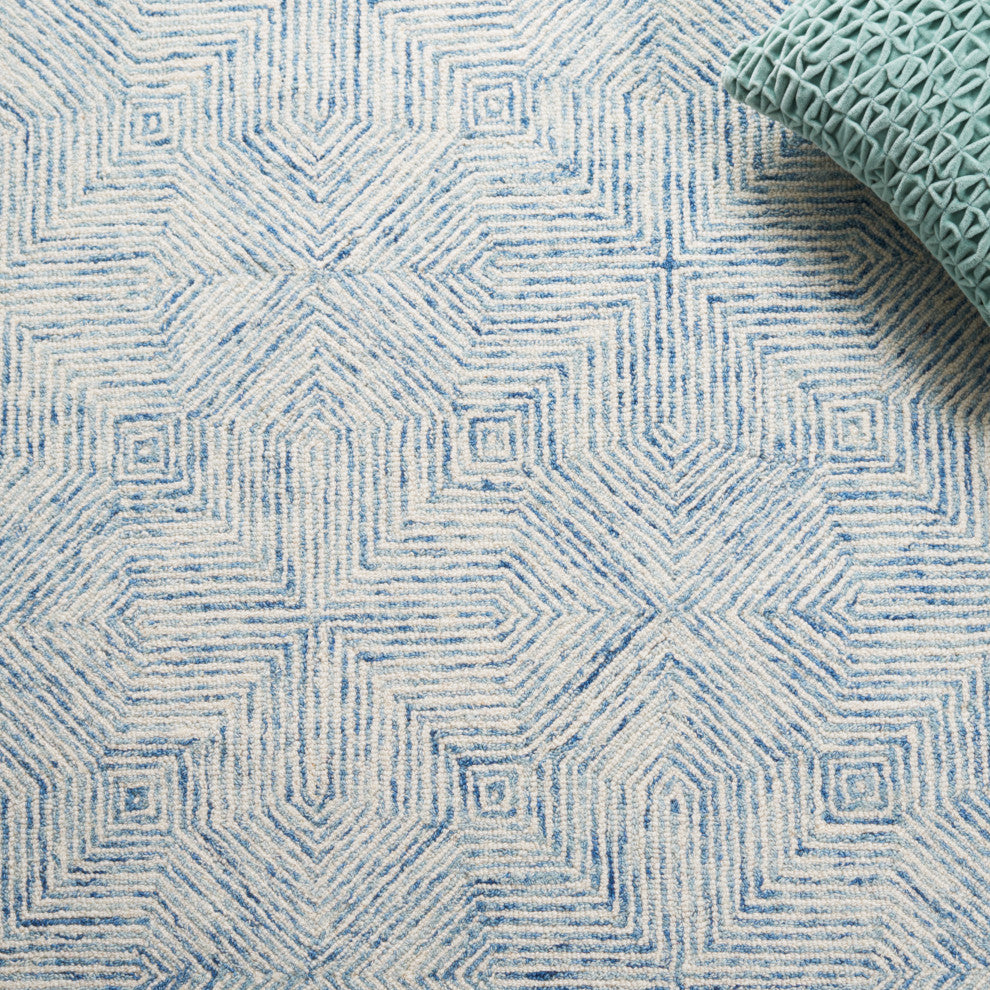 Safavieh Couture Abstract Collection, ABT425 Rug, Blue/Ivory, 8'x10'