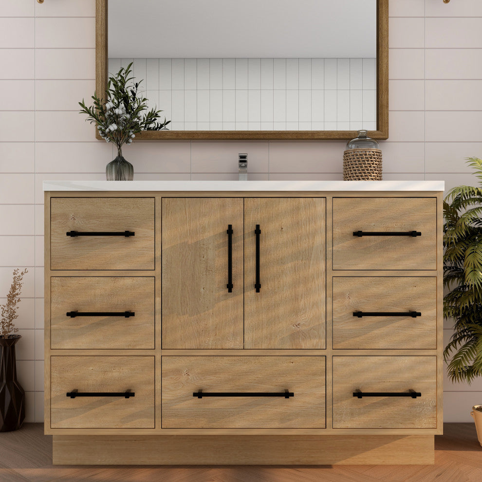 Victoria 48" Solid Wood Bath Vanity, Oak