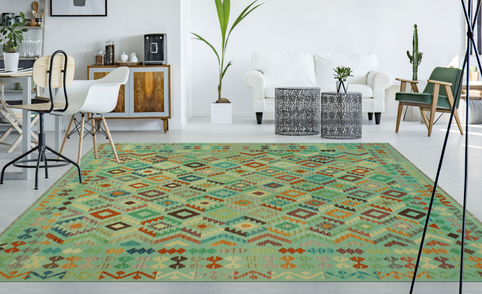 Sangat Kilim Lucia Light green/Rust Rug, 8'3x11'1