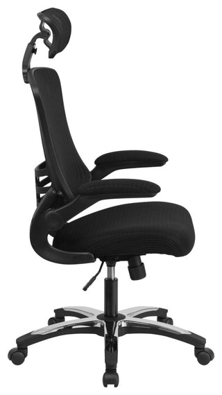 High Executive Swivel Office Chair-Back Black Mesh With Flip-Up Arms