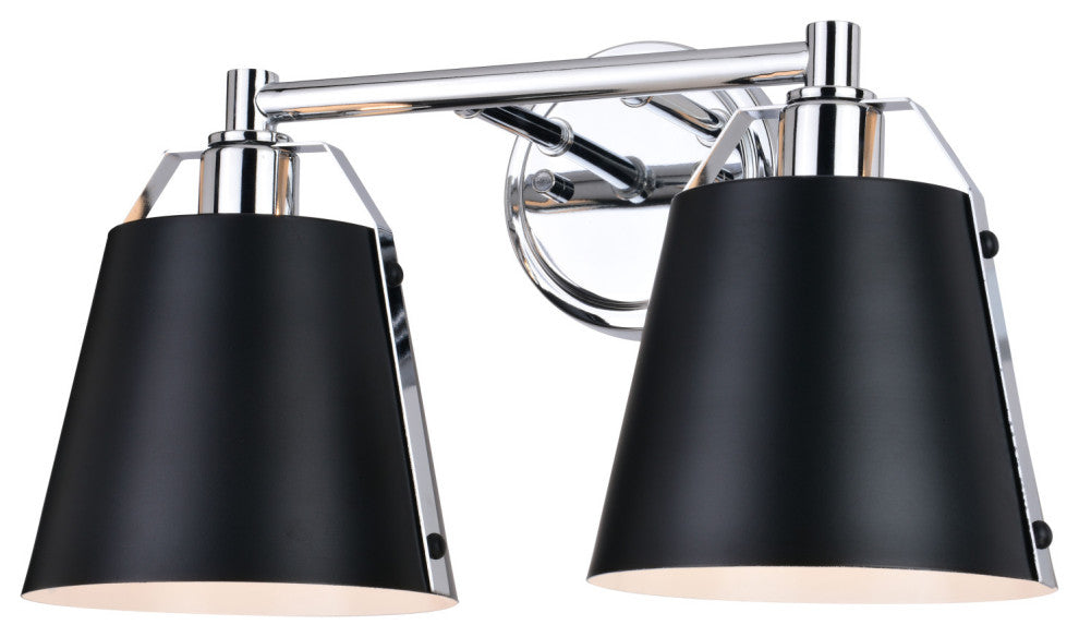 Barrington 16" 2 Light Vanity Matte Black and Chrome
