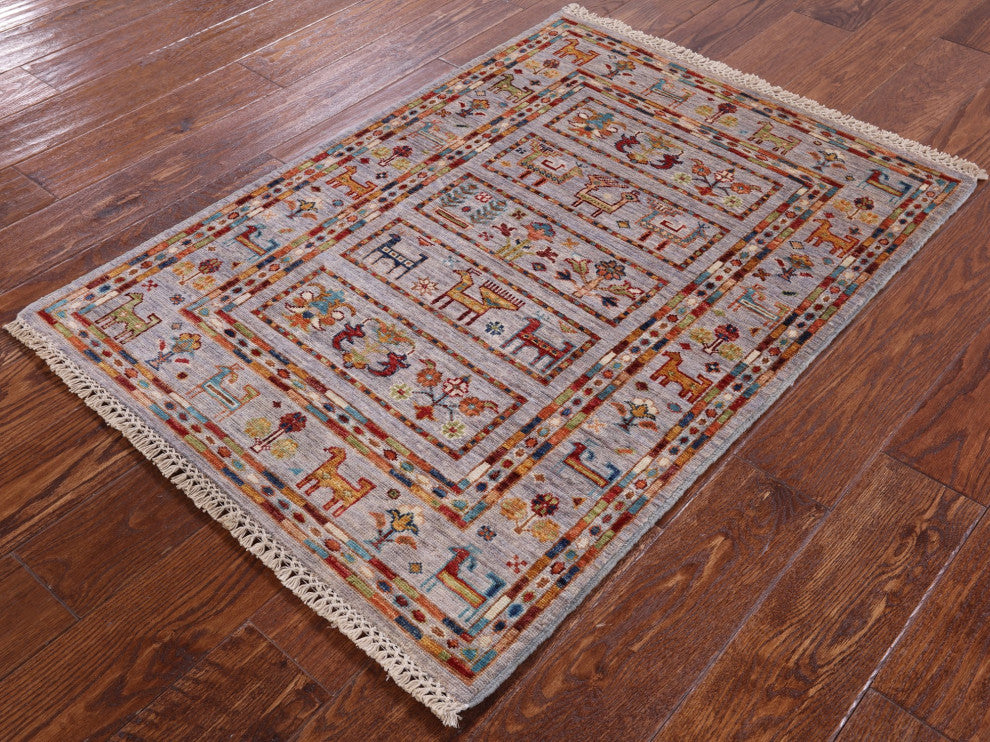 2' 8" X 3' 9" Persian Gabbeh Tribal Hand Knotted Rug Q8369