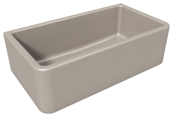 LaToscana Reversible, Fluted/Smooth Fireclay Sink, Silver Flax, 33"