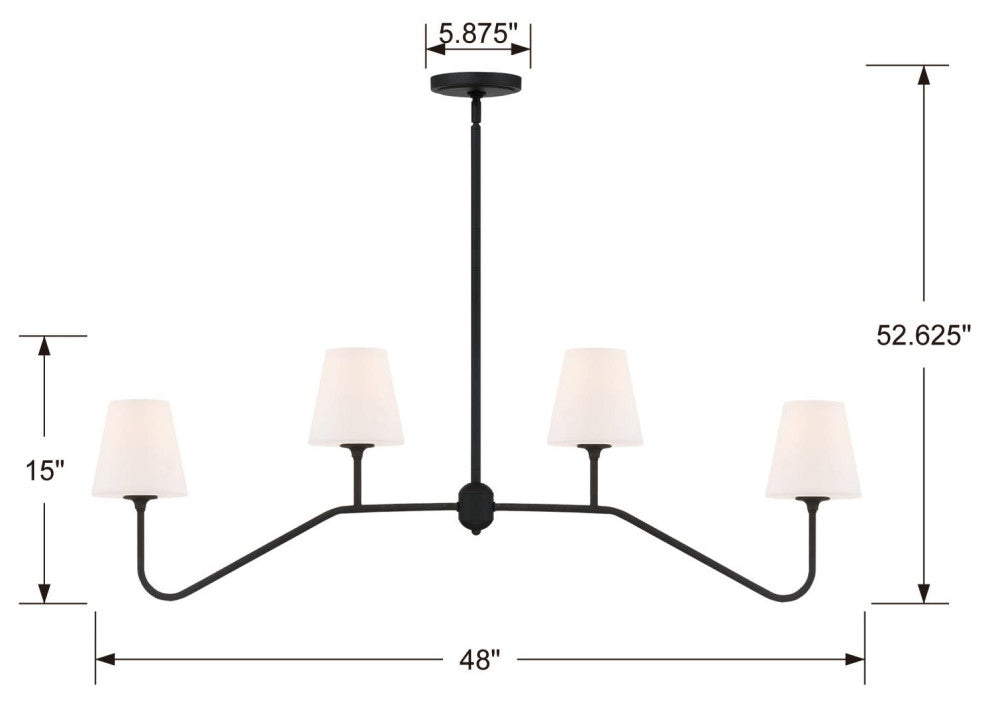 Crystorama Lighting Group KEE-A3004 Keenan 48"W 4 Light Linear - Black Forged