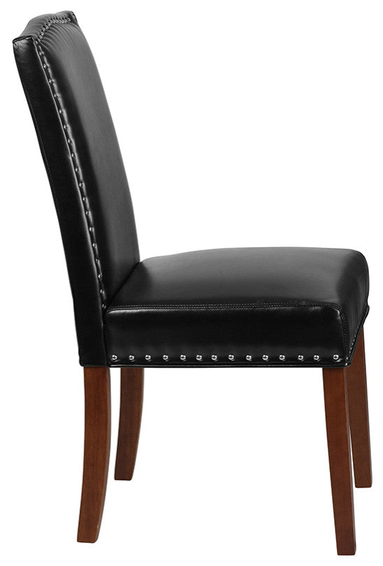 Black Leather Parsons Chair