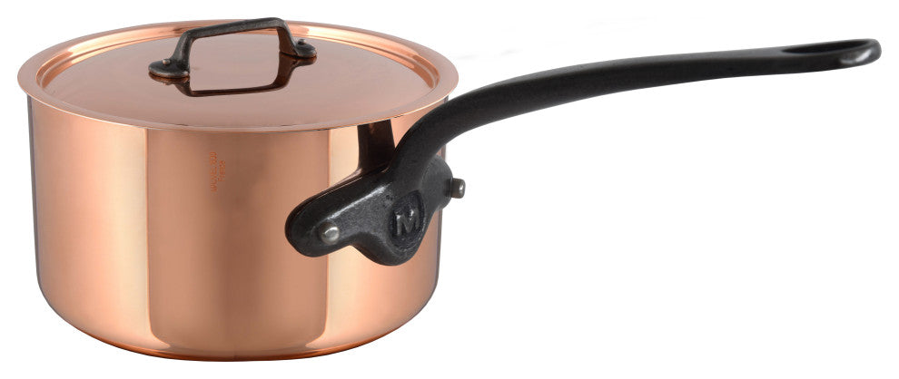 Mauviel M''150CI 1.5mm Copper Saucepan With Lid & Cast Iron Handle, 1.8-qt