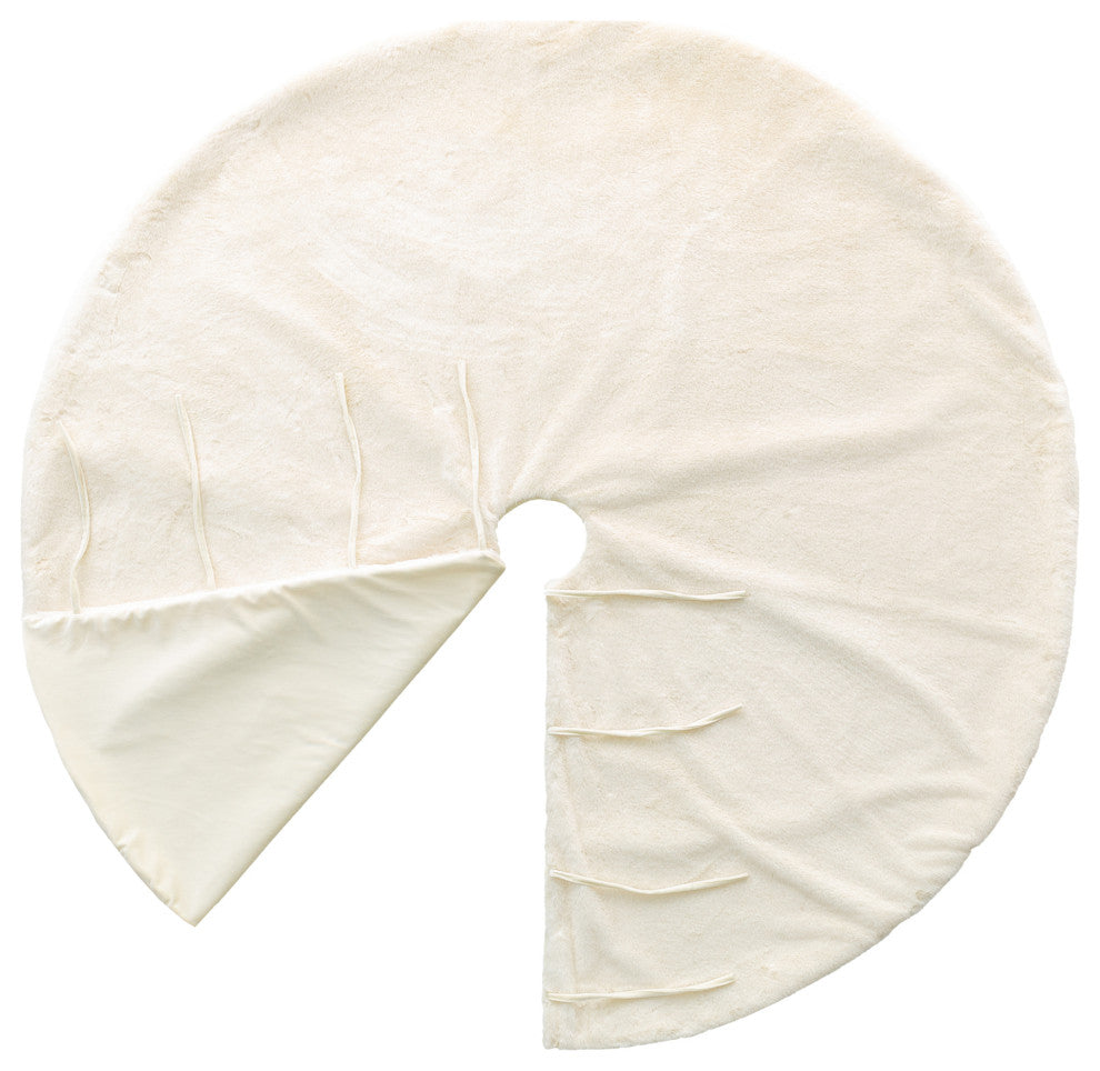 60"D Faux Rabbit Fur Christmas Tree Skirt