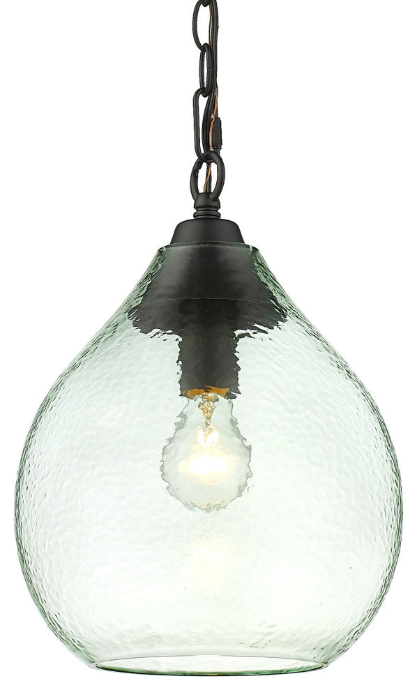 Golden Lighting 1094-S-HCG Ariella 10"W Mini Pendant - Matte Black / Seafoam
