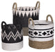 Manilo Hand Woven Tri-Colored Seagrass and Cotton Storage Baskets, Set of 3