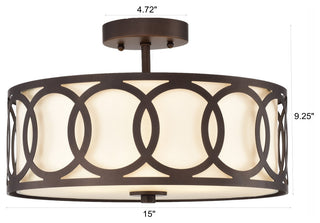 CHLOE Lighting BRONX Transitional 3-Light Oil Rubbed Bronze Semi-Flush Fixture