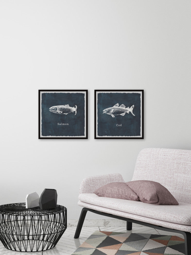 Cod and Salmon Diptych, 2-Piece Set, 32x32 Panels