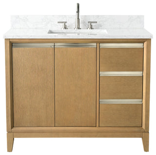 Vanity Art Bathroom Vanity With Sink, Natural Oak, 42" Single
