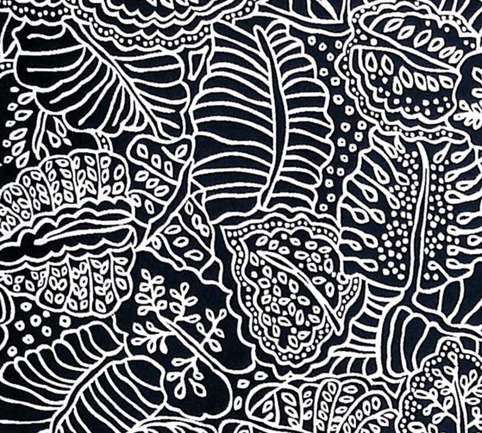 Blue Tropical Jungle Upholstery Fabric Reversible, Sample Cut- 6" X 4" Piece