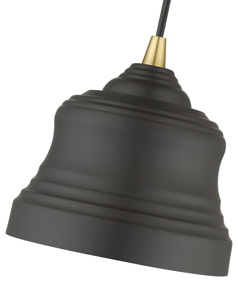 Endicott 1-Light Bronze Mini Bell Pendant, Gold Inside