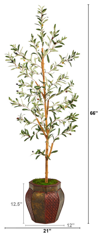 5.5' Olive Artificial Tree, Decorative Planter