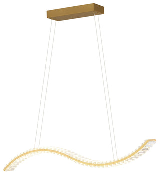 Edgewater 1L LED Gold Crystal Linear Chandelier Island Pendant Light Fixture