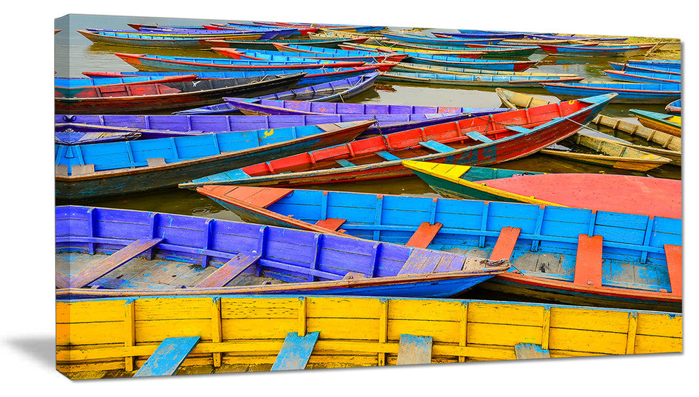 Old Colorful Sailboats in Lake, Boat Canvas Art Print, 40x20