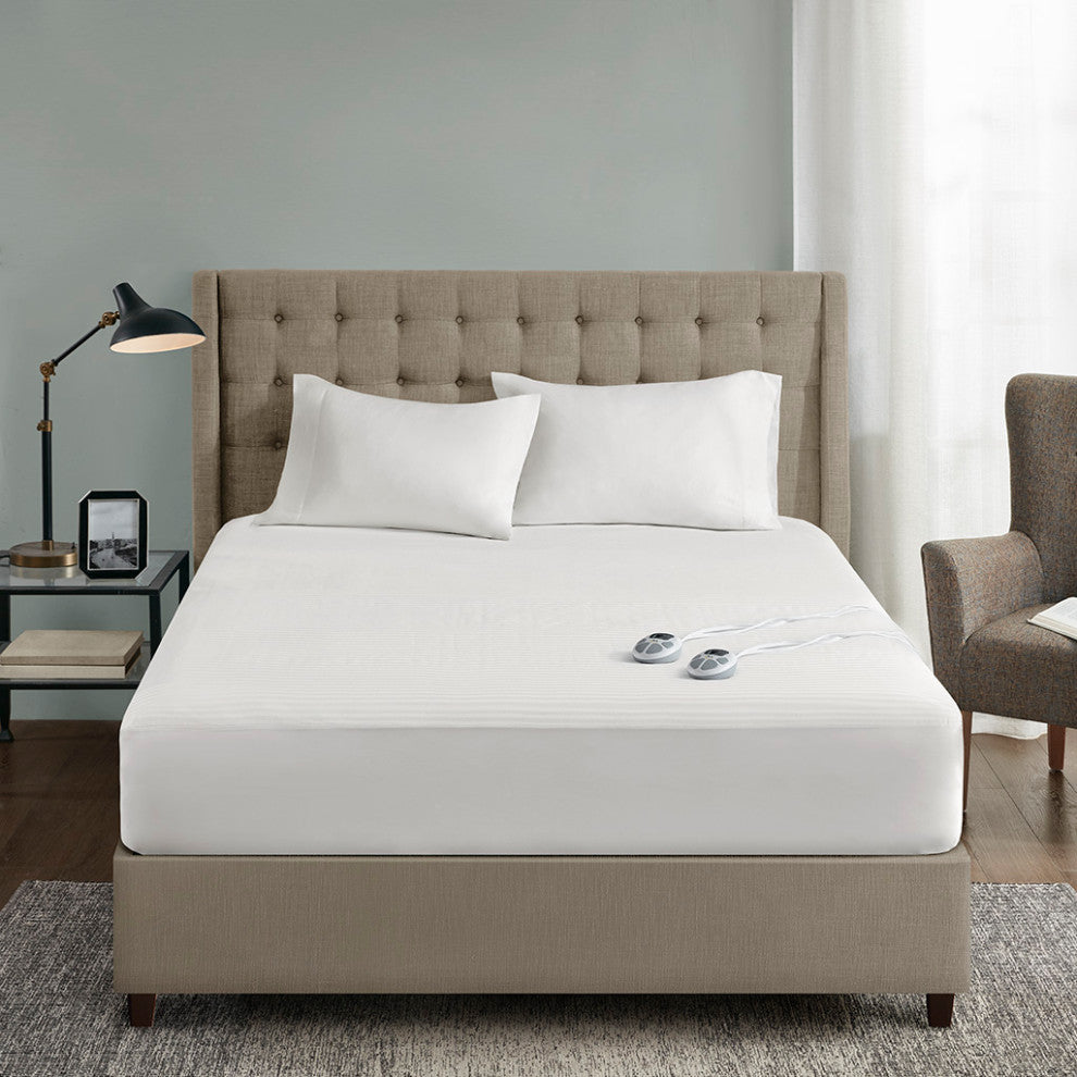 Serta Waterproof Heated Mattress Pad, White