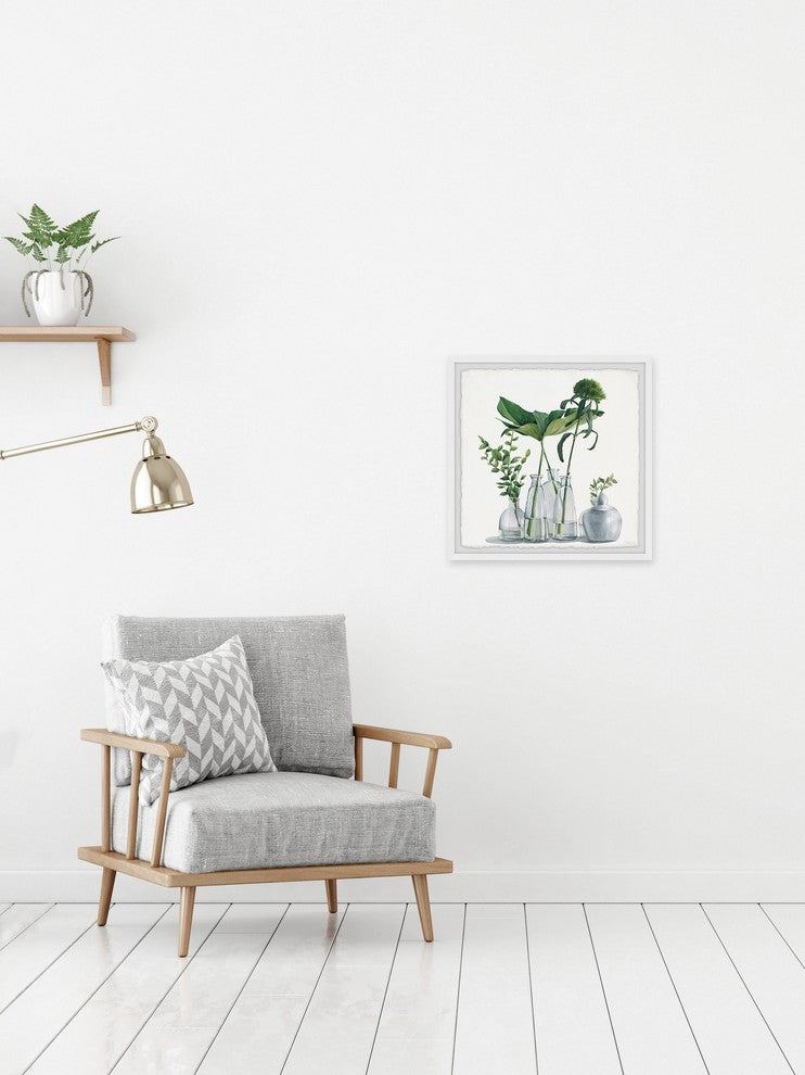 "Clear Greens" Framed Painting Print, 18"x18"