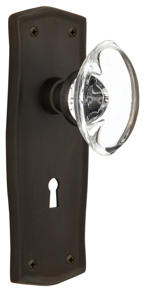 Prairie Plate With Oval Clear Crystal Knob, Oil-Rubbed Bronze