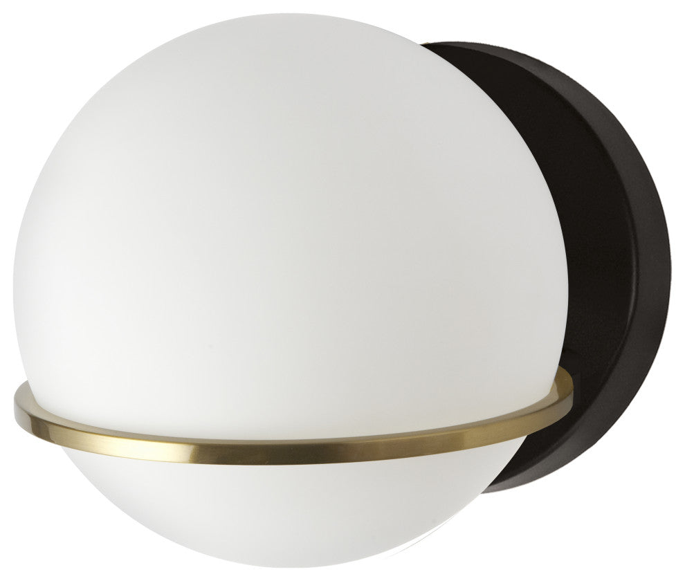 Modern Glass Wall Sconce, Matte Black/Aged Brass
