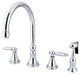 Gourmetier Widespread Kitchen Faucet With Brass Sprayer, Polished Chrome