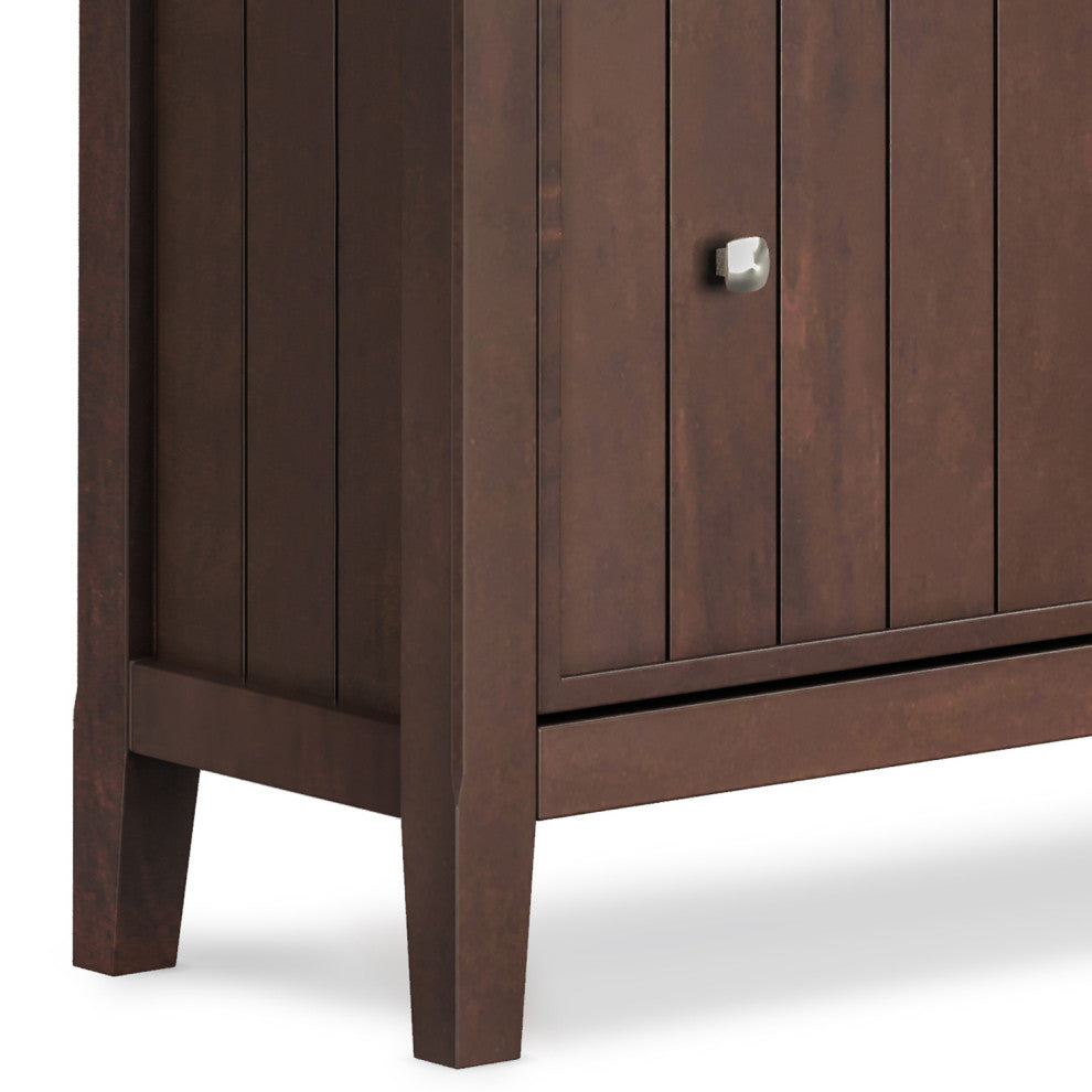 Acadian Solid Wood Entryway Shoe Storage Cabinet, Brunette Brown