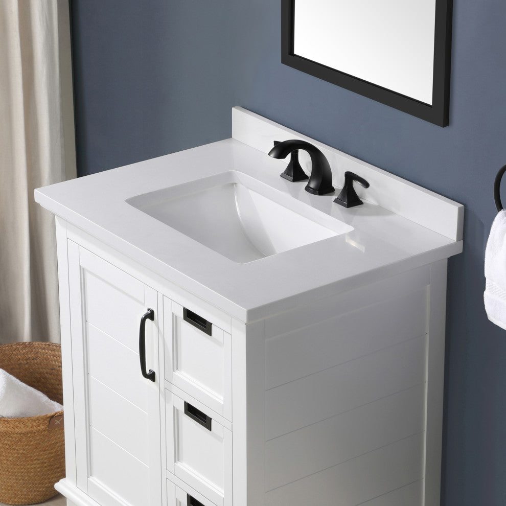 Ove Decors Pembroke 30" Single Sink Bathroom Vanity, White With Black
