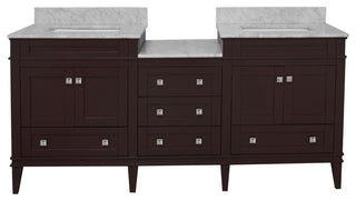 Eleanor 72" Double Bathroom Vanity, Chocolate, Carrara Marble