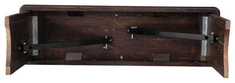 HERCULES Series 40" x 12" Solid Pine Folding Farm Bench, Mahogany
