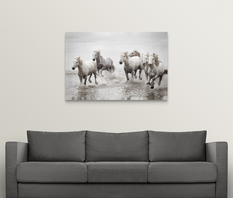 "Running in the pond " Wrapped Canvas Art Print, 48"x32"x1.5"