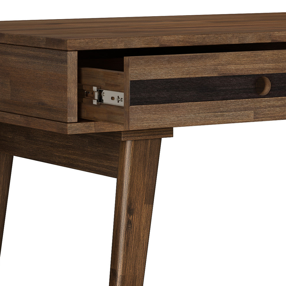 Clarkson Solid Acacia Wood Desk, Rustic Natural Aged Brown