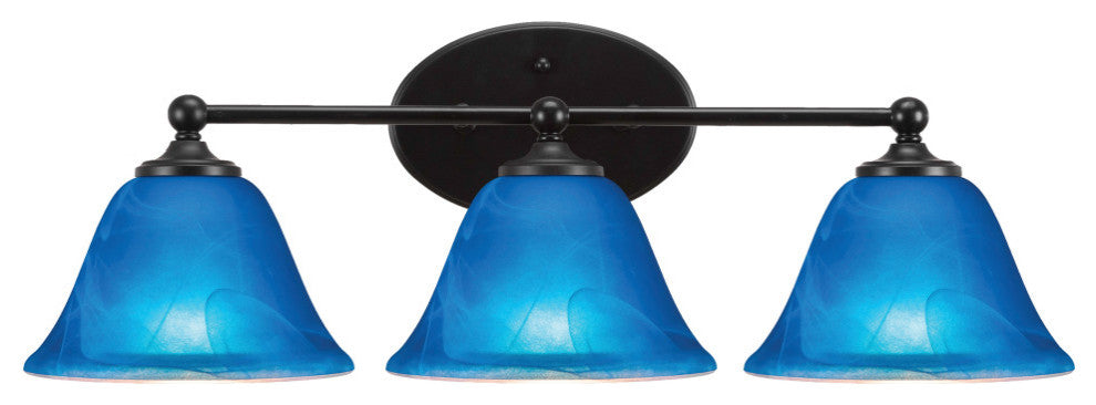 Capri 3-Light Bath Bar, Matte Black/Blue Italian