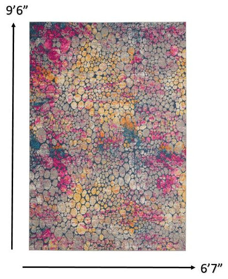 7' X 10' Pink And Ivory Coral Power Loom Area Rug