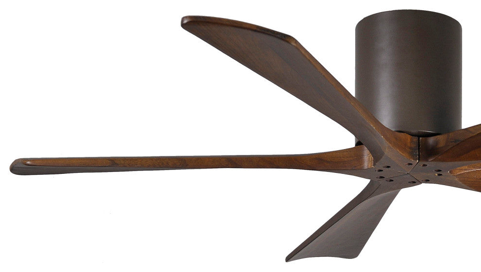 IreneH 5-Blade Hugger Paddle Fan With Walnut Tone Blades, Bronze Finish, 52"