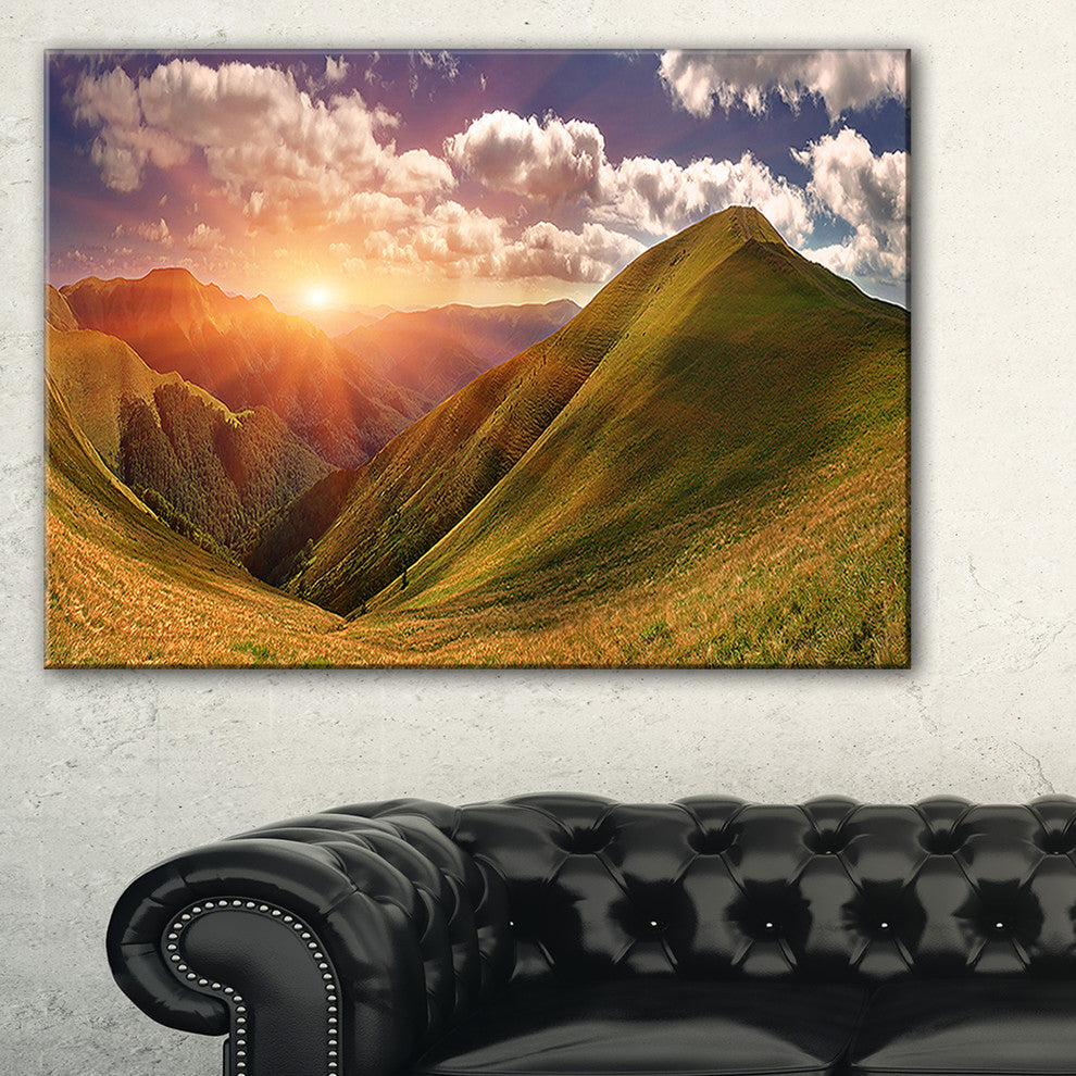 "Sunrise Over Green Mountains" Landscape Photo Wall Art, 40"x20"