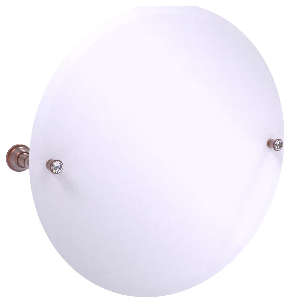 Carolina Crystal Frameless Round Tilt Mirror, Beveled Edge, Antique Co